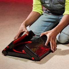 Beyblade stadium folded into compact carry case for travel