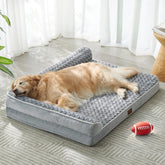 BFPETHOME front view of orthopedic dog bed showing shape and bolsters, supports restful sleep