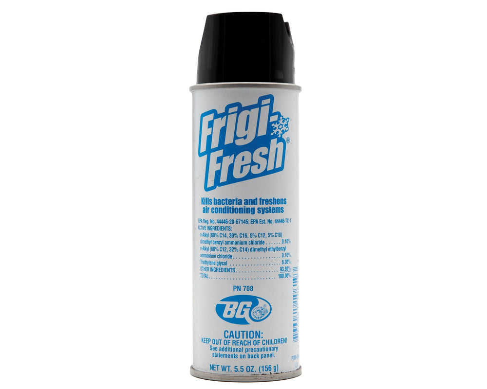 BG Frigi-Fresh front can showing label and 5.5 oz size, fresh-smelling cabin benefit