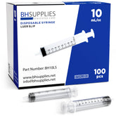 BH SUPPLIES front packaging showing 100 sterile syringes for reliable storage