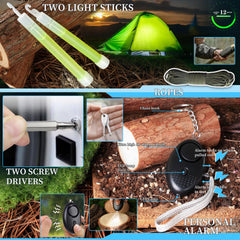 BHYTAKI survival kit open pouch revealing neatly arranged 38 items for quick access and packing