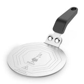 Bialetti induction plate front view showing octagonal surface and benefit of even heat