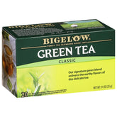 Bigelow box front view showing Classic Green Tea branding and quantity benefit