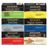 Bigelow Tea variety pack front box showing six flavors and convenience