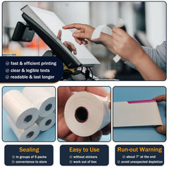 BIGGER roll loaded in POS printer showing smooth feeding benefit