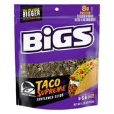 BIGS front packaging showing Taco Supreme flavor and bold branding benefit: recognizable snack choice