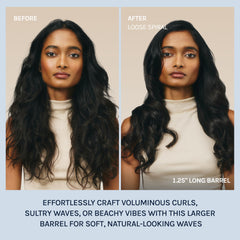 Bio Ionic curling iron in use styling back of head for faster coverage