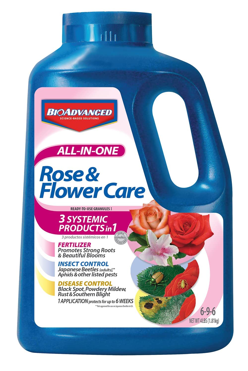 BioAdvanced front label on 4 lb bottle showing product name and benefit