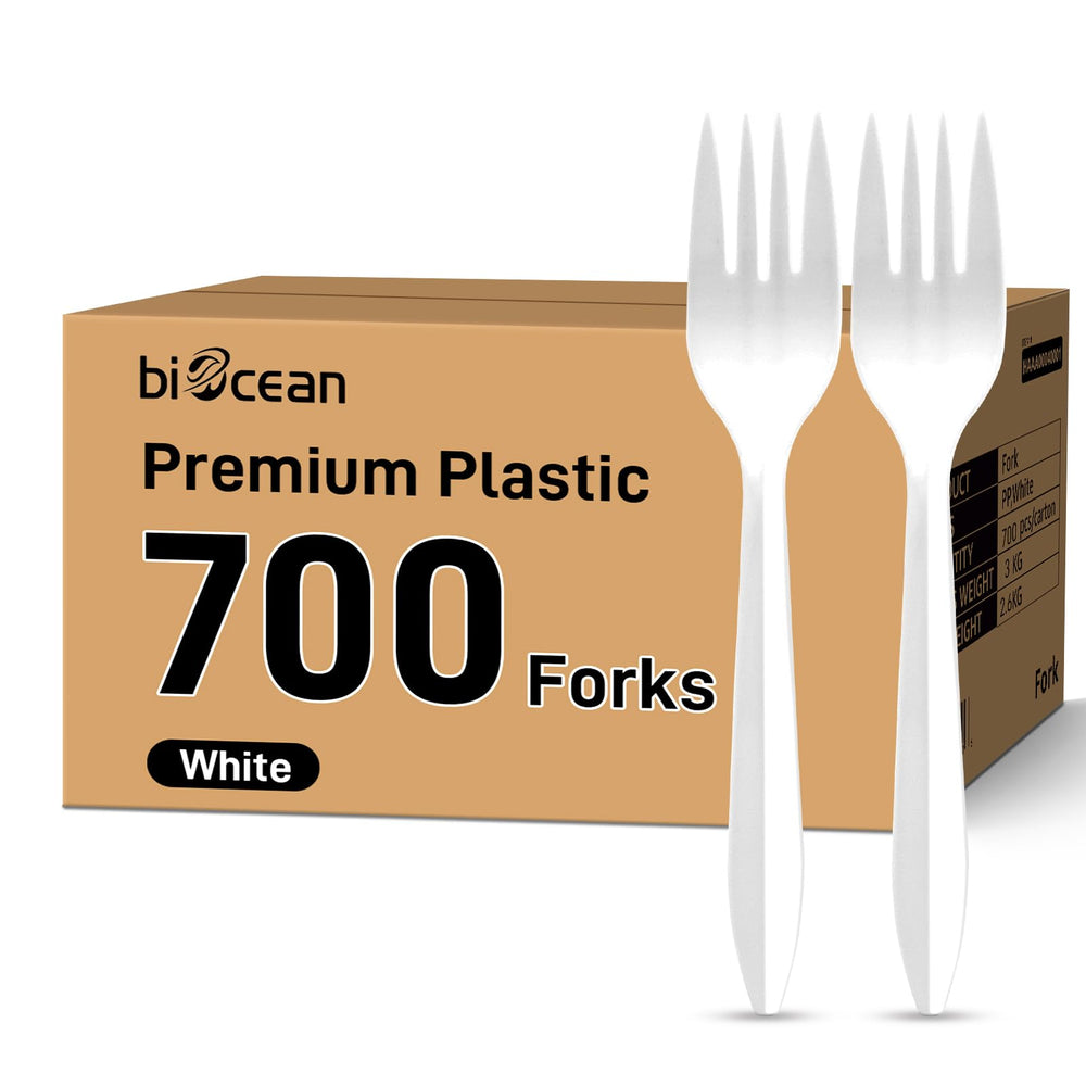 biocean front packaging showing 700-count bulk forks and durable supply