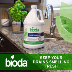 Close-up of Bioda liquid texture and pour spout showing easy dosing