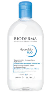 Bioderma Hydrabio H2O front packaging showing product and benefit gentle cleansing