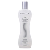 BioSilk bottle front view showing product for smooth shiny hair