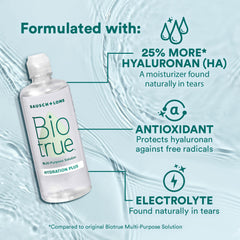 Close-up of Biotrue drop showing texture and hydration boost for comfortable lenses