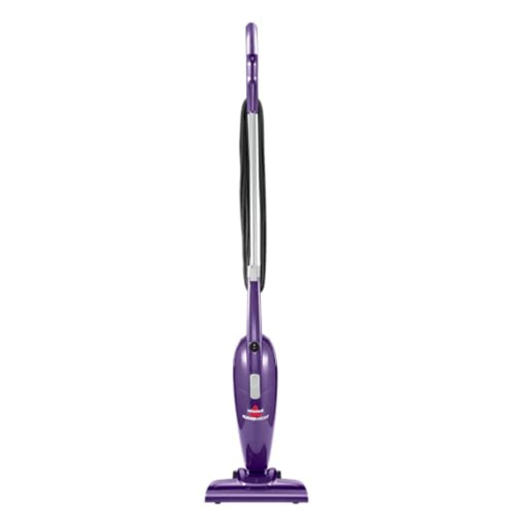 Bissell FeatherWeight front view showing slim purple stick and cleaning head for easy maneuvering
