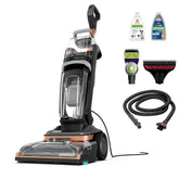 BISSELL front view showing upright cleaner and tools for easy home cleaning