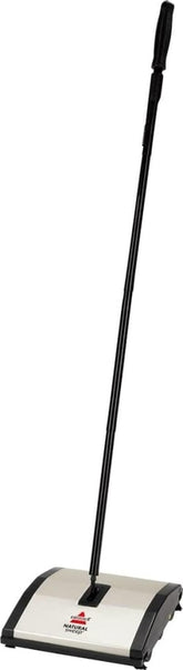 BISSELL Natural Sweep front view showing low-profile head and handle benefit quick storage