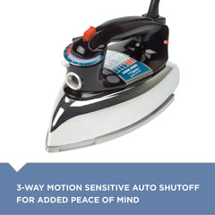 BLACK+DECKER iron producing steam to soften heavy creases and speed ironing