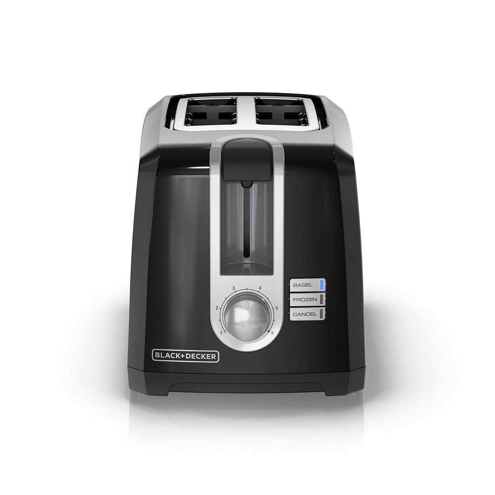 BLACK+DECKER front view showing compact two-slice toaster for small kitchens