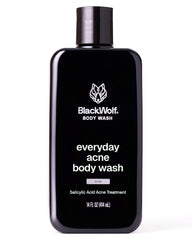 Black Wolf front bottle showing packaging and masculine branding for clear skin