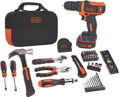 BLACK+DECKER front view of drill and bag showing compact kit and portability benefit