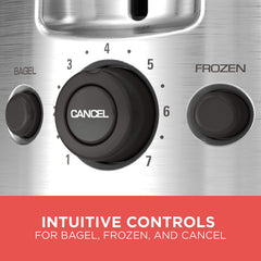 BLACK+DECKER top view extra-wide slots accommodating thick bread for versatile toasting