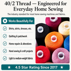BlesSew spool beside ruler showing 1000 yards length for long-lasting use