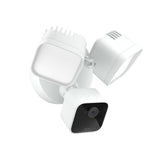 Blink wired floodlight camera front view shows bright LEDs and camera for clear security