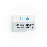 Blink MicroSD card front view showing capacity, enables large local storage