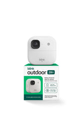 Blink Outdoor 2K+ front view showing camera body and white finish for curb appeal
