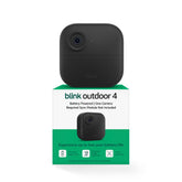 Blink Outdoor 4 front view showing weatherproof design and clear lens benefit