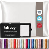 Blissy front view white pillowcase showing smooth finish and clean presentation benefit