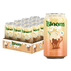 Bloom Nutrition can front view showing rootbeer float label and refreshing benefit