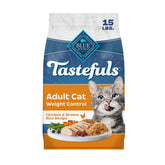 Blue Buffalo front of bag showing weight control benefits and chicken first