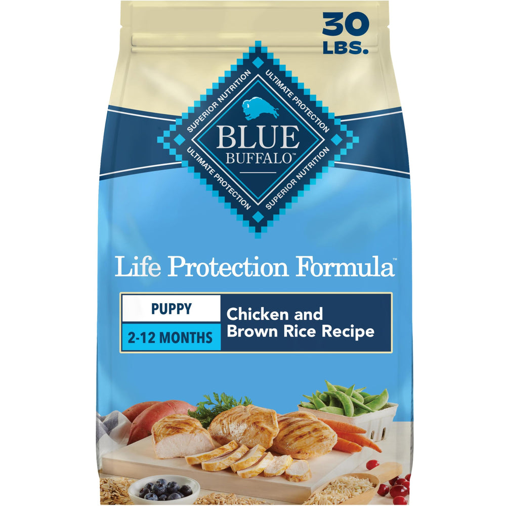 Blue Buffalo front packaging showing 30 lb bag and product name for clear identification
