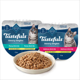 Blue Buffalo front packaging showing salmon and tuna variety and convenience