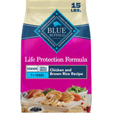 Blue Buffalo front packaging showing small senior formula, clear benefits