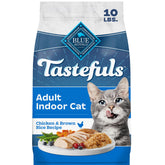 Blue Buffalo front packaging showing 10 lb bag and recipe benefits