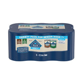 Blue Buffalo front packaging showing variety pack and senior 7+ benefit