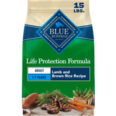 Blue Buffalo bag front showing lamb recipe and benefits