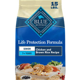 Blue Buffalo front bag view showing senior formula and benefits