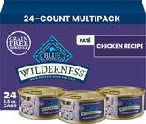 Blue Buffalo front packaging showing chicken paté cans and benefits