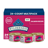 Blue Buffalo Wilderness front packaging showing salmon paté benefits
