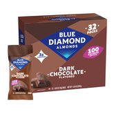 Blue Diamond front box showing 32-count cocoa dusted almonds and convenience