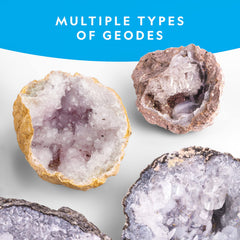 Blue Marble hand cracking a geode demonstrating safe, supervised discovery benefit