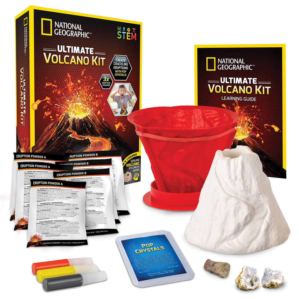 Blue Marble product packaging showing volcano kit contents and benefits