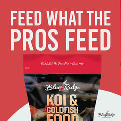 Blue Ridge mixed pellet sizes in one bowl for all pond ages