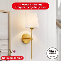 BLUEYE bulb installed in non-hardwired wall sconce providing cordless light during outage benefit