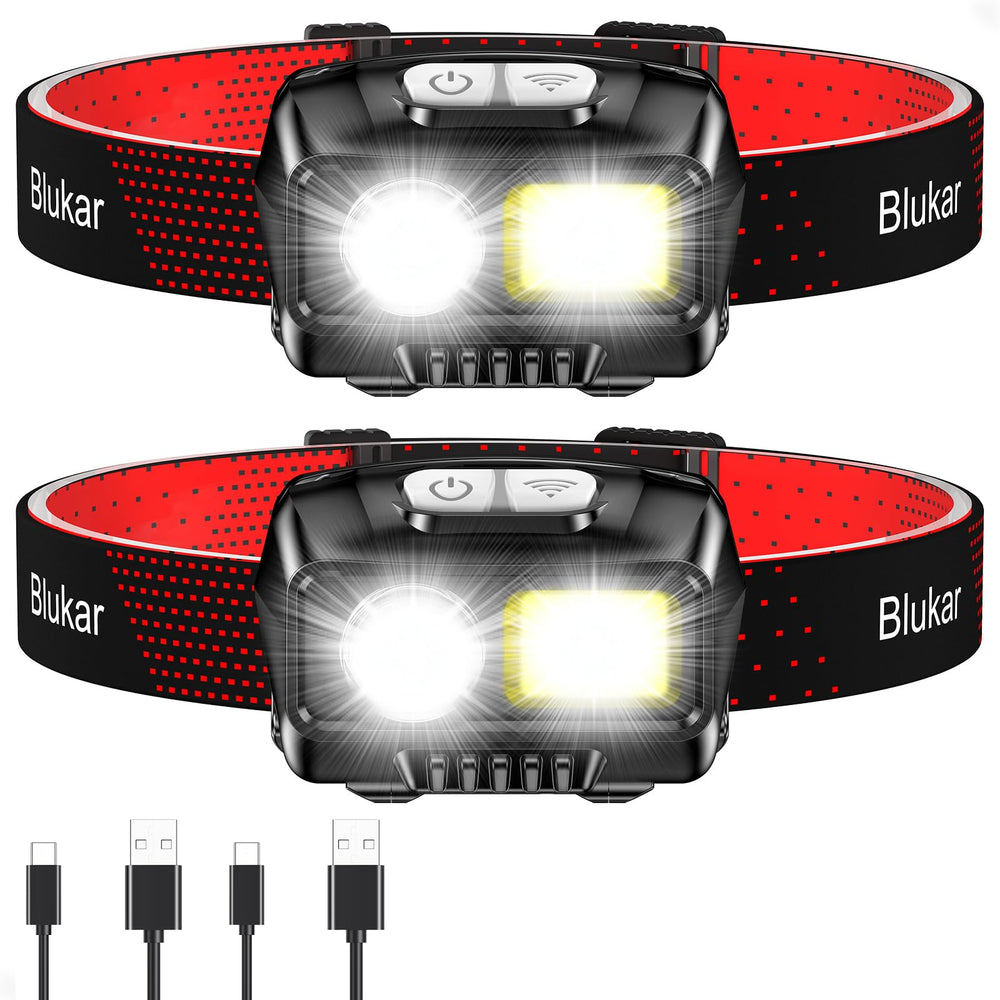 Blukar headlamp front view showing bright beam and clear housing for reliable illumination