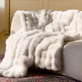 blunique front view cream throw showing decorative bubble texture and cozy look
