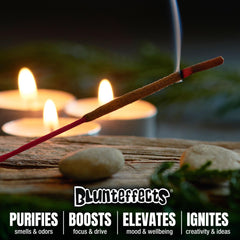 Blunteffects burning stick in holder illustrating consistent smoke and calming atmosphere